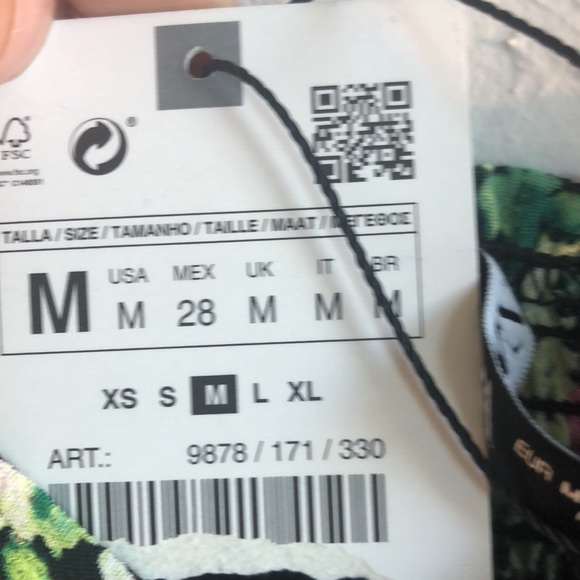 Zara✨Floral Print Green Pink Midi Dress - Picture 12 of 12